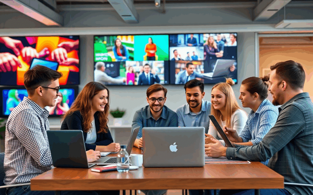 Young professionals collaborating in a modern office